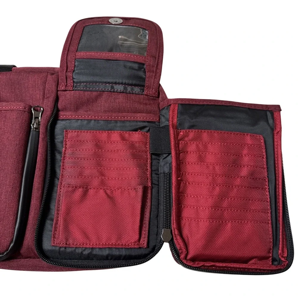 The KangaLife Nylon Traveler‎ Messenger Bag NEW RFID Wallet Bottle Pocket Red